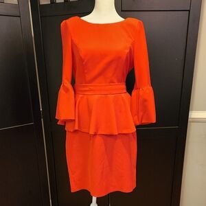 Elegant Long Sleeve Orange Dress